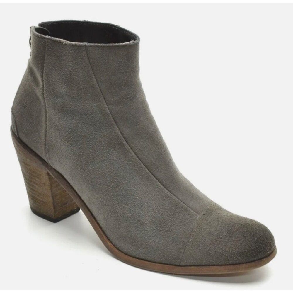 Hoss Intropia Anthropologie Gray Suede Leather Back-Zip Ankle Boots Size 6.5‎